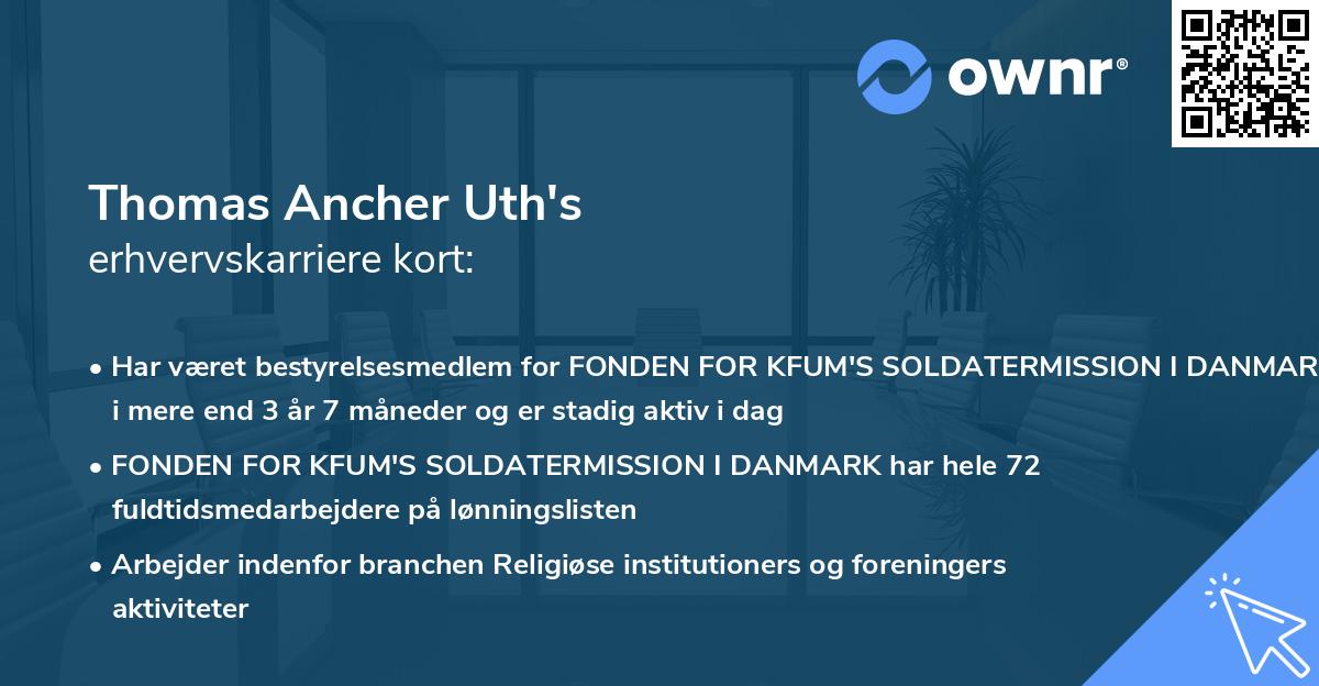 Thomas Ancher Uth's erhvervskarriere kort