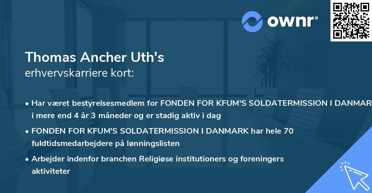 Thomas Ancher Uth's erhvervskarriere kort