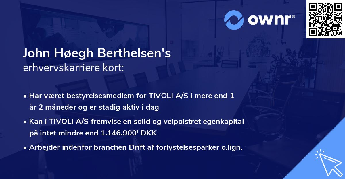 John Høegh Berthelsen's erhvervskarriere kort