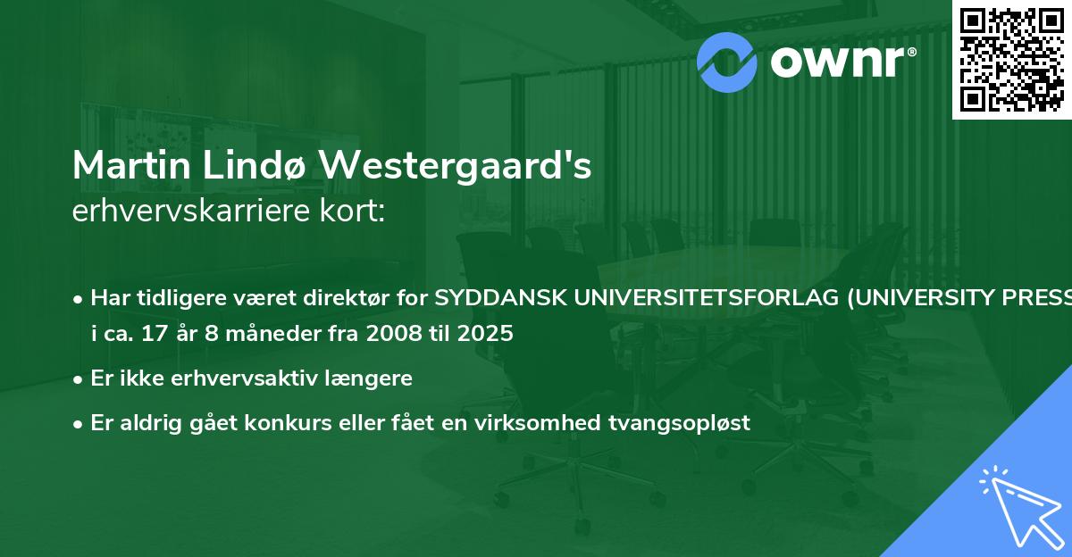 Martin Lindø Westergaard's erhvervskarriere kort