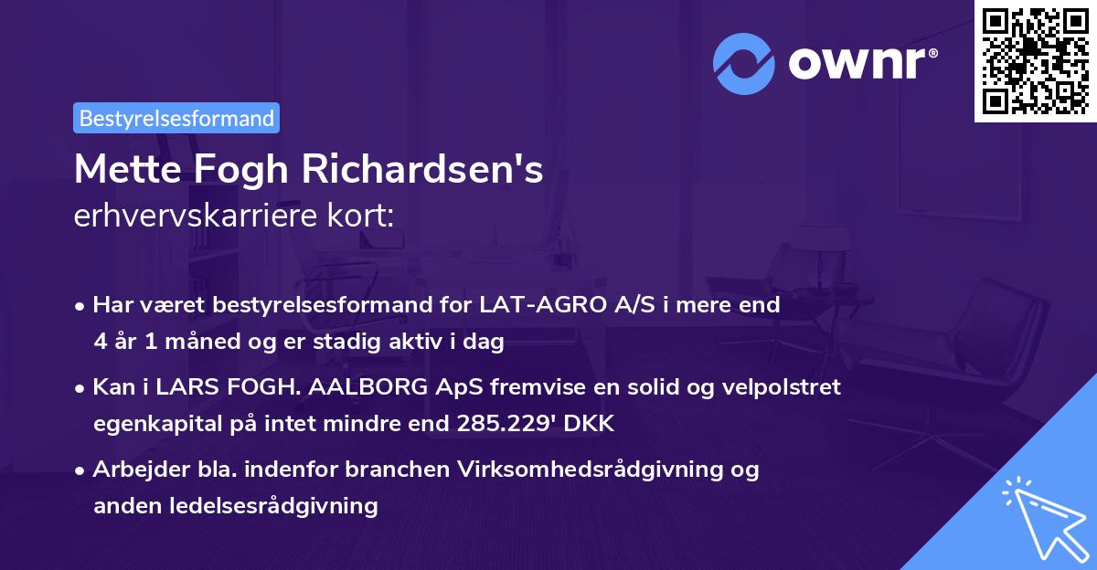 Mette Fogh Richardsen's erhvervskarriere kort