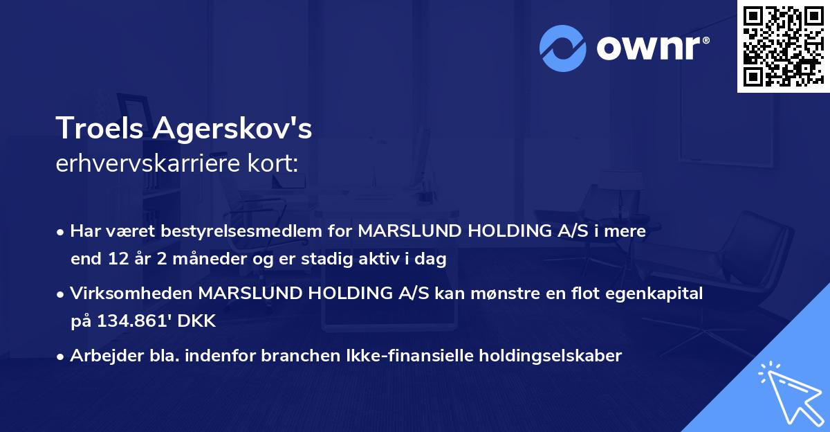 Troels Agerskov's erhvervskarriere kort
