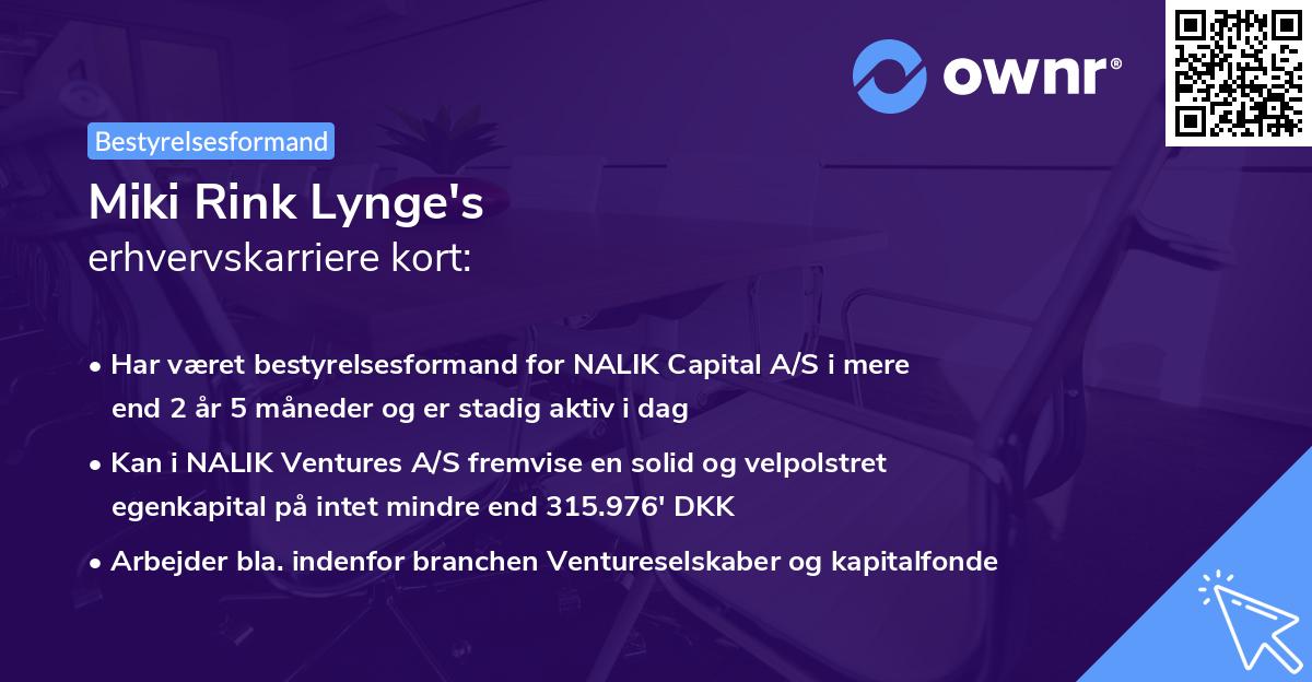 Miki Rink Lynge's erhvervskarriere kort