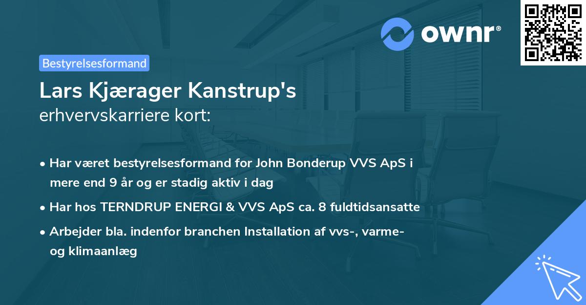 Lars Kjærager Kanstrup's erhvervskarriere kort