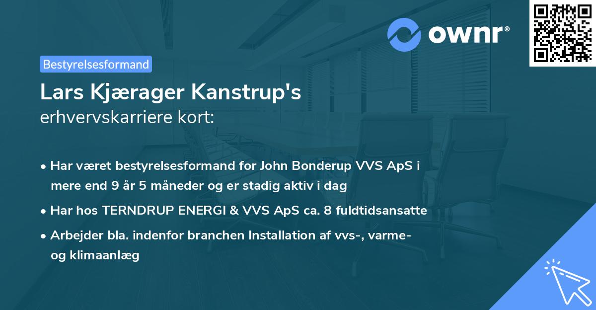 Lars Kjærager Kanstrup's erhvervskarriere kort