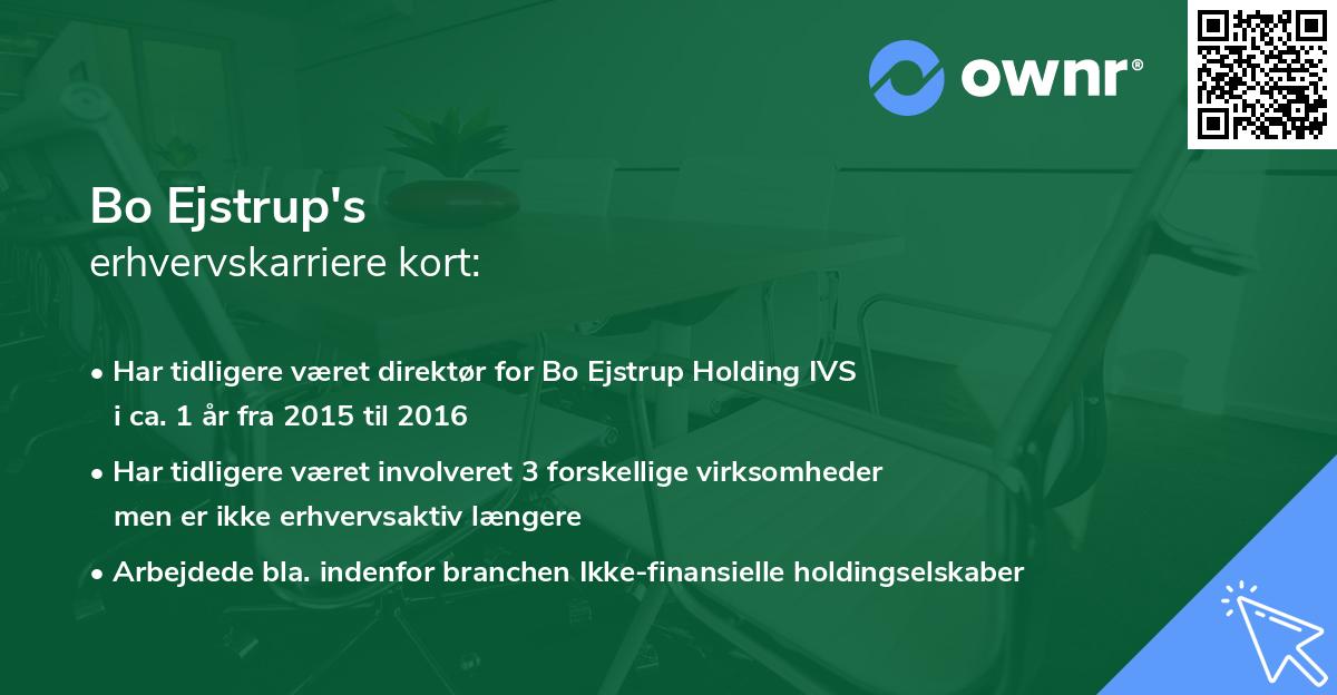 Bo Ejstrup's erhvervskarriere kort