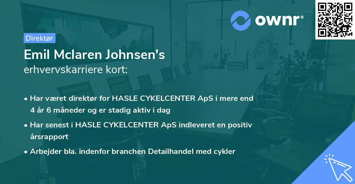 Emil Mclaren Johnsen's erhvervskarriere kort
