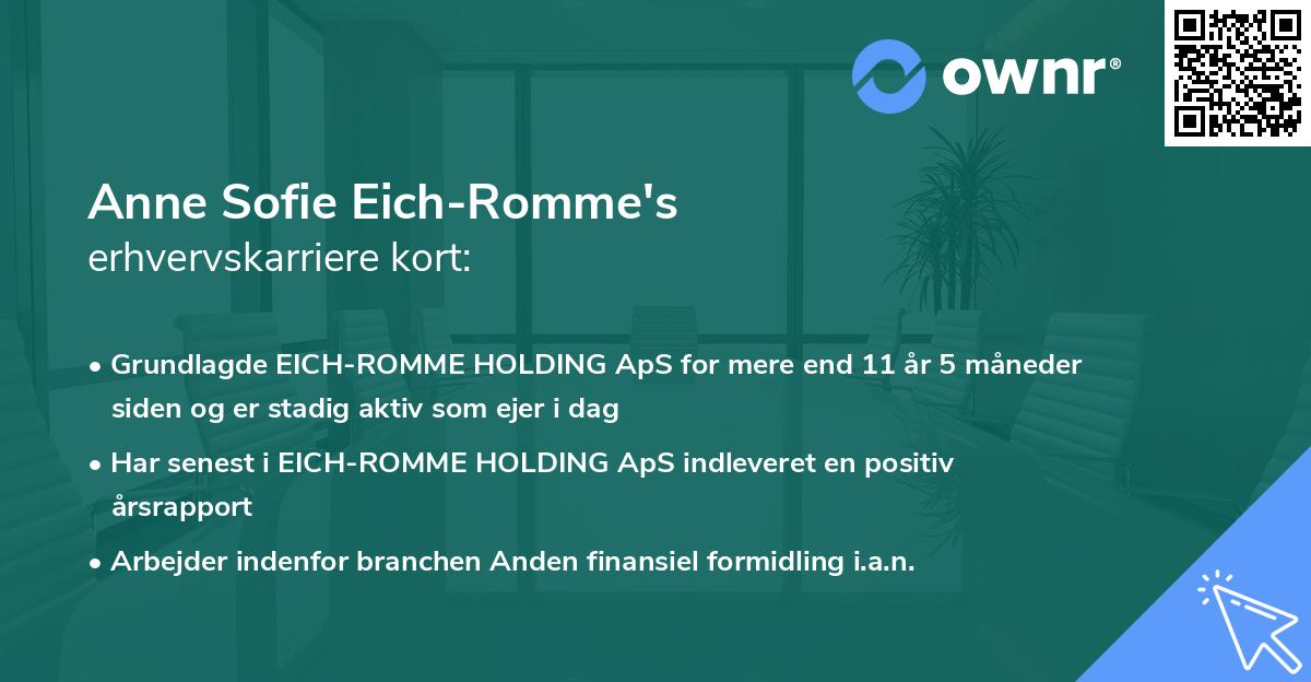 Anne Sofie Eich-Romme's erhvervskarriere kort
