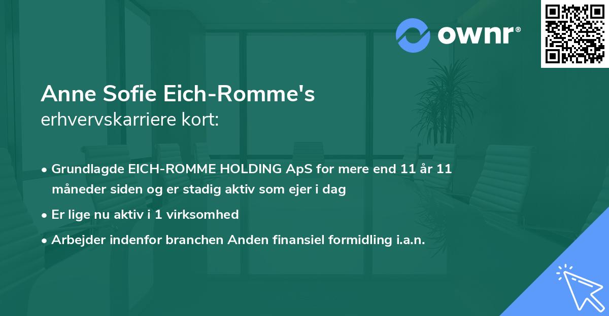 Anne Sofie Eich-Romme's erhvervskarriere kort