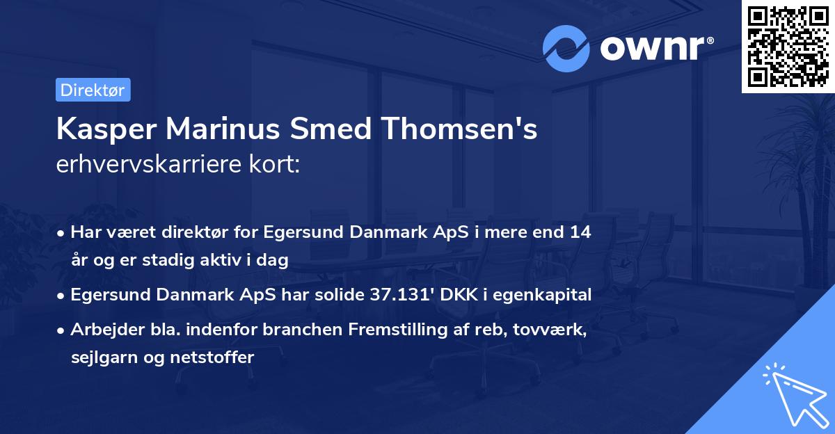 Kasper Marinus Smed Thomsen's erhvervskarriere kort