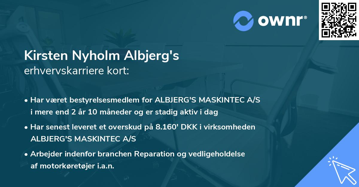 Kirsten Nyholm Albjerg's erhvervskarriere kort