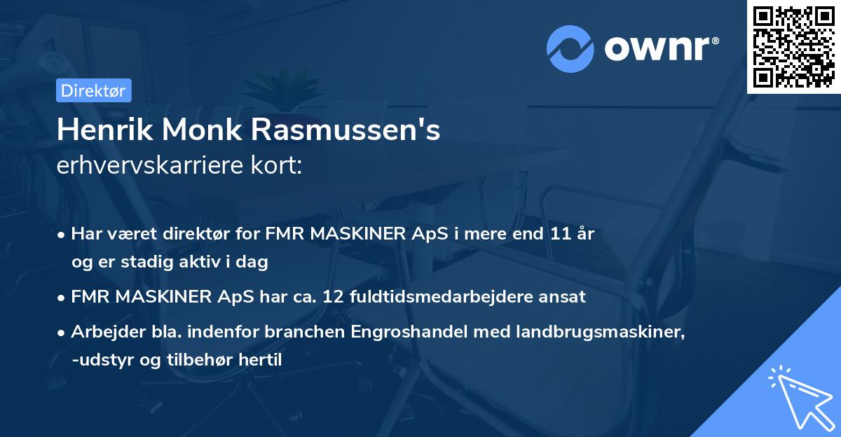 Henrik Monk Rasmussen's erhvervskarriere kort