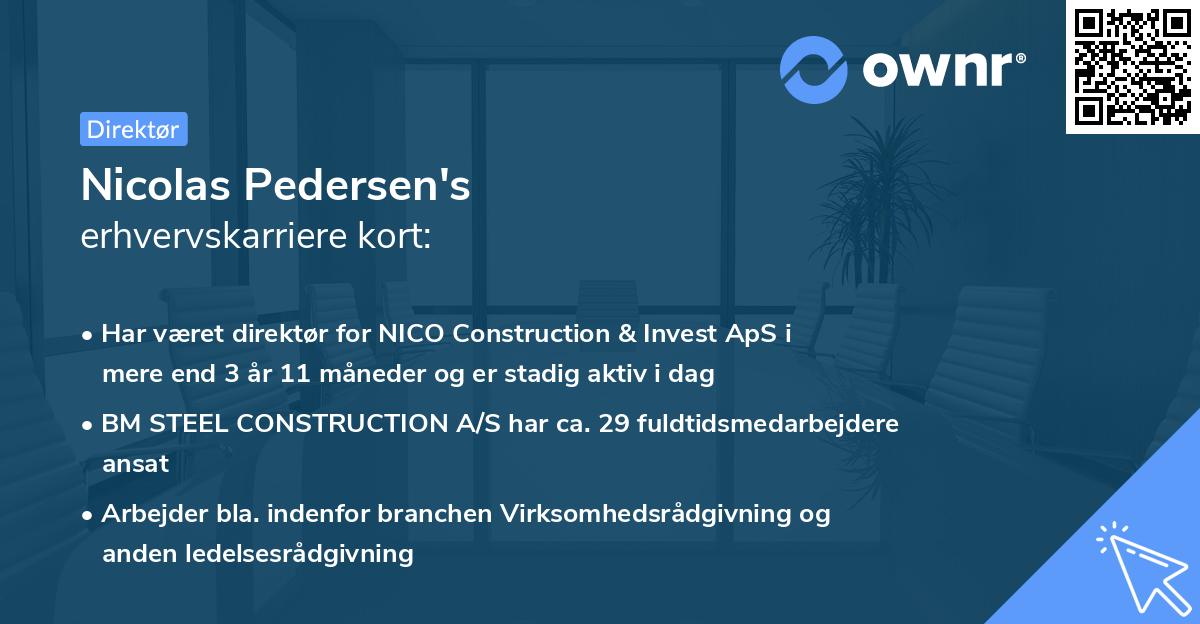 Nicolas Pedersen's erhvervskarriere kort