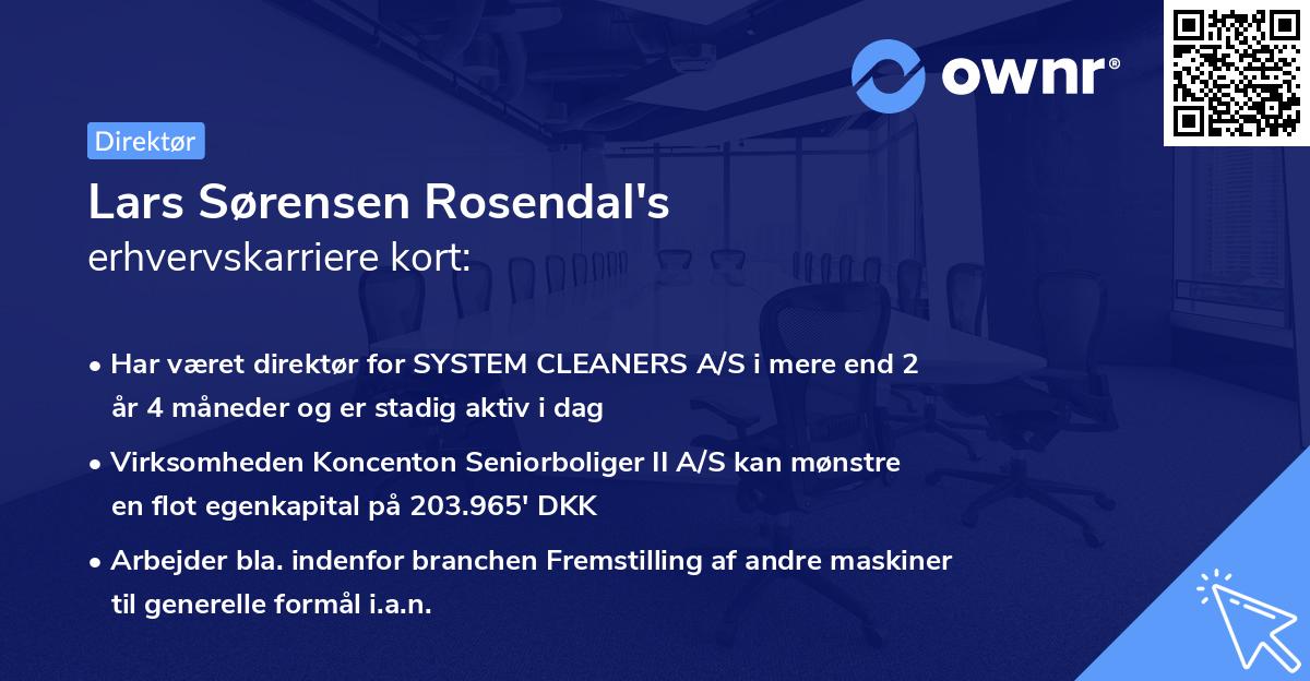 Lars Sørensen Rosendal's erhvervskarriere kort