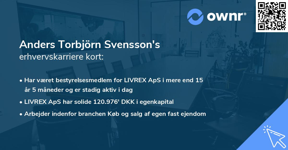 Anders Torbjörn Svensson's erhvervskarriere kort