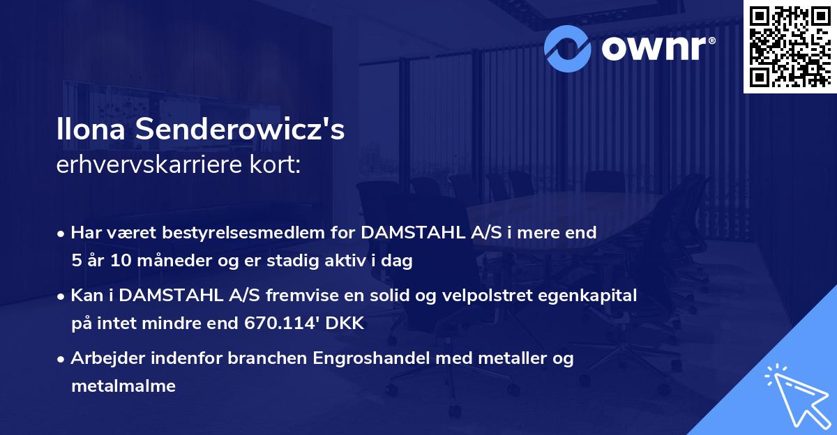 Ilona Senderowicz's erhvervskarriere kort