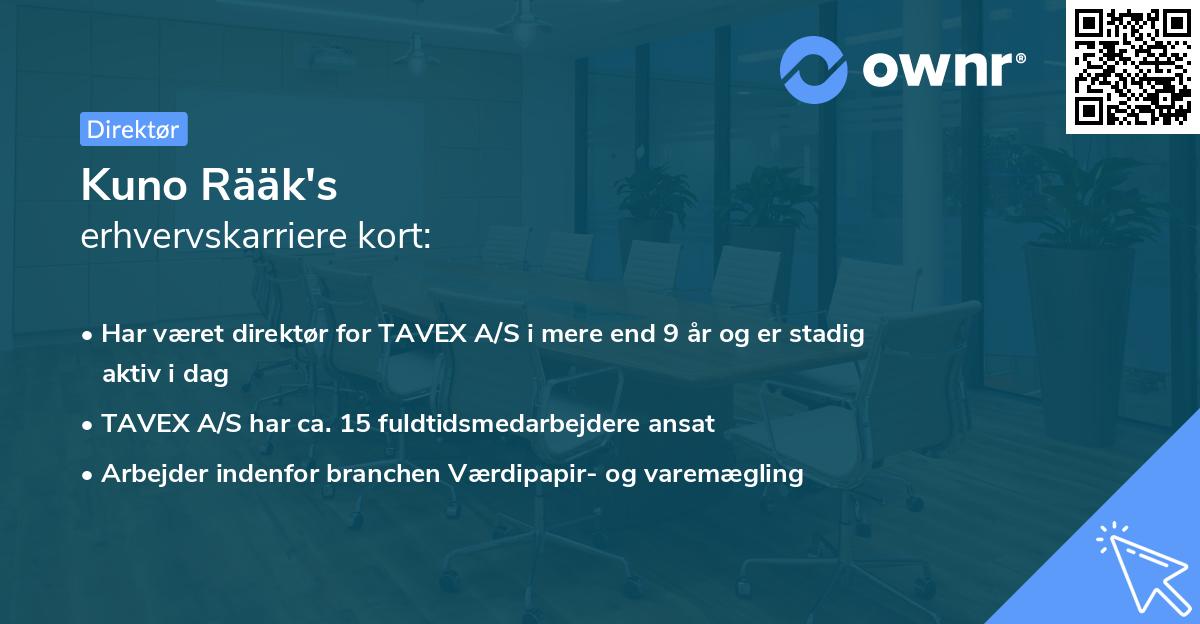 Kuno Rääk's erhvervskarriere kort