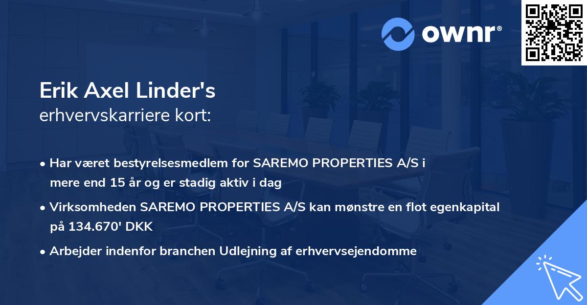 Erik Axel Linder's erhvervskarriere kort