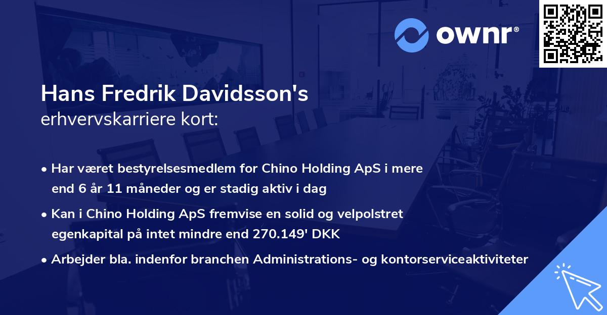 Hans Fredrik Davidsson's erhvervskarriere kort