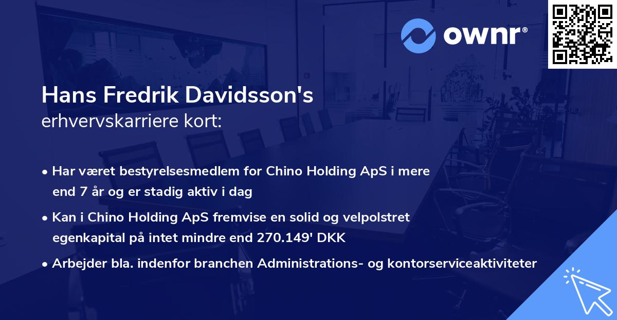 Hans Fredrik Davidsson's erhvervskarriere kort