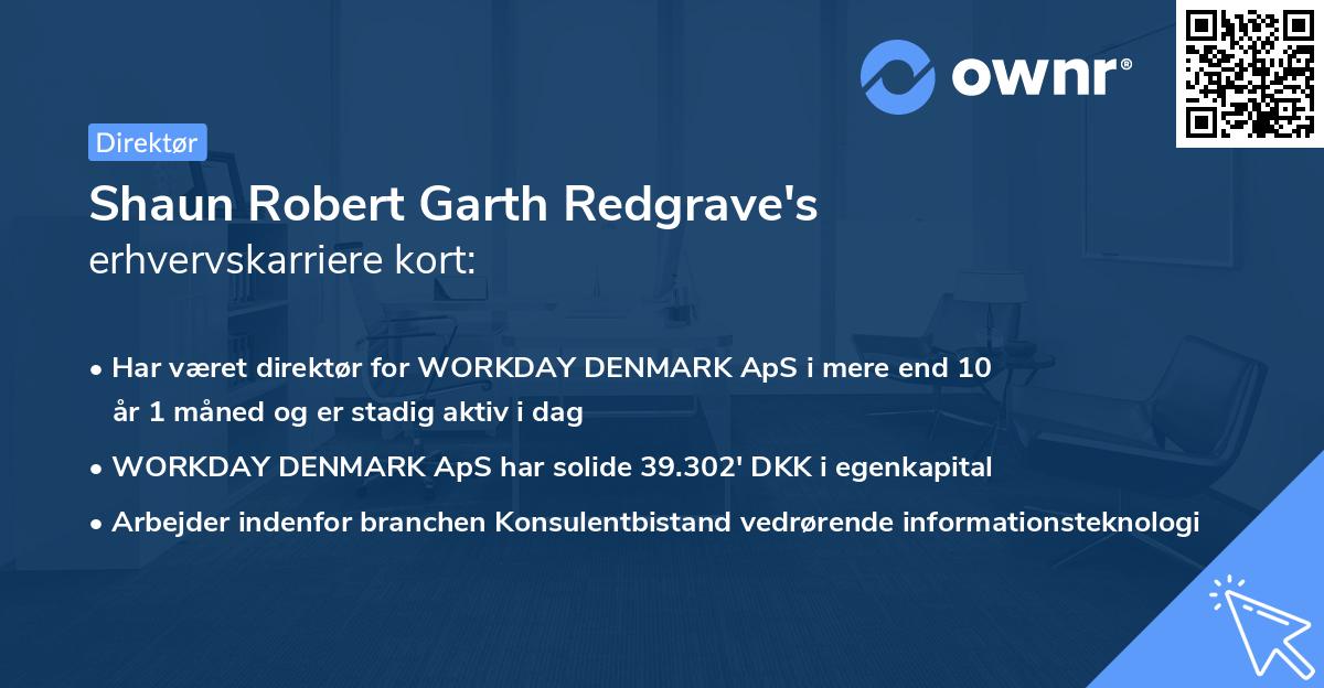 Shaun Robert Garth Redgrave's erhvervskarriere kort