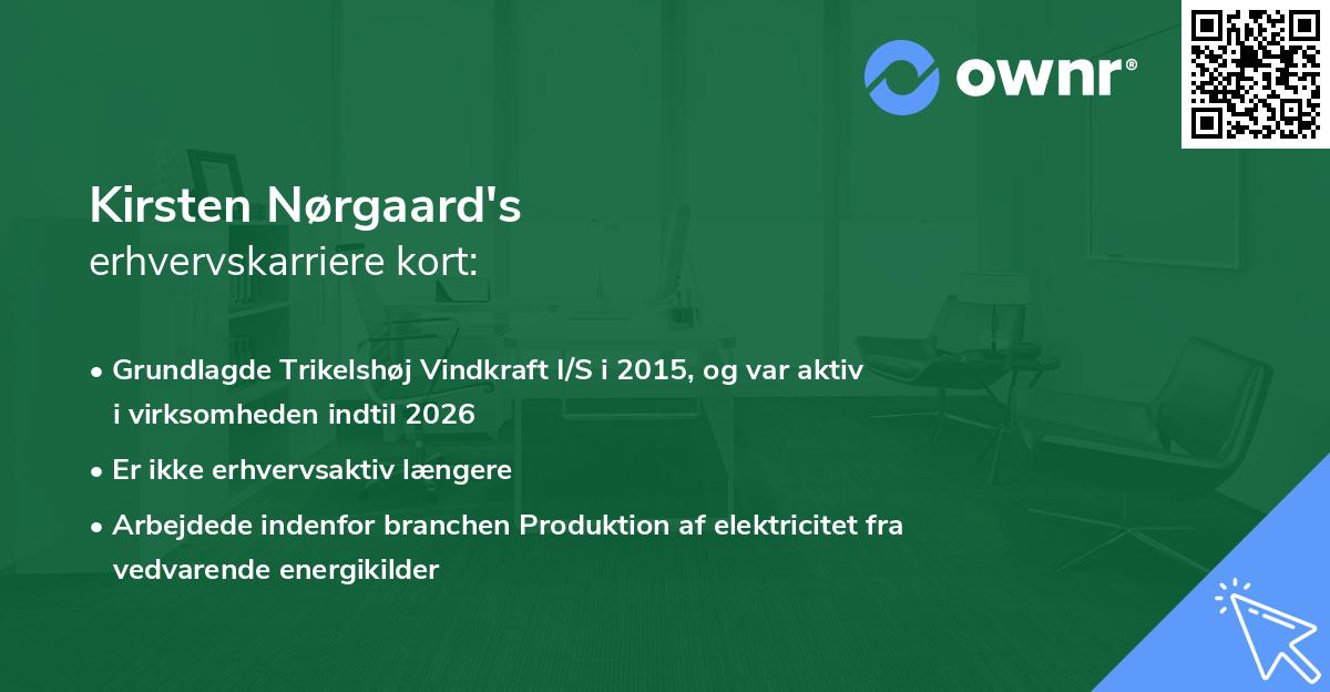 Kirsten Nørgaard's erhvervskarriere kort