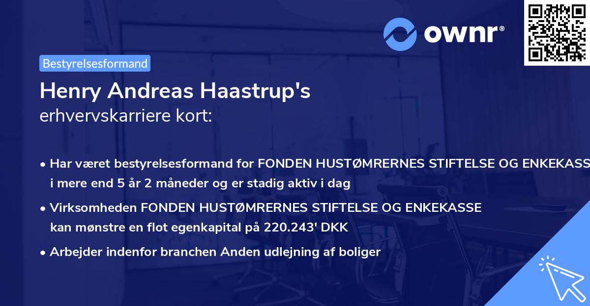 Henry Andreas Haastrup's erhvervskarriere kort