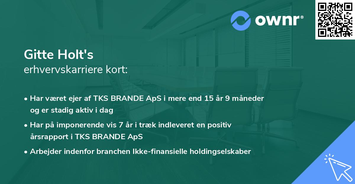 Gitte Holt's erhvervskarriere kort