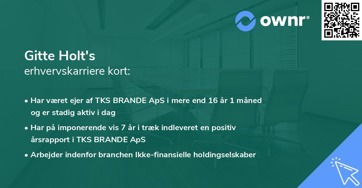 Gitte Holt's erhvervskarriere kort