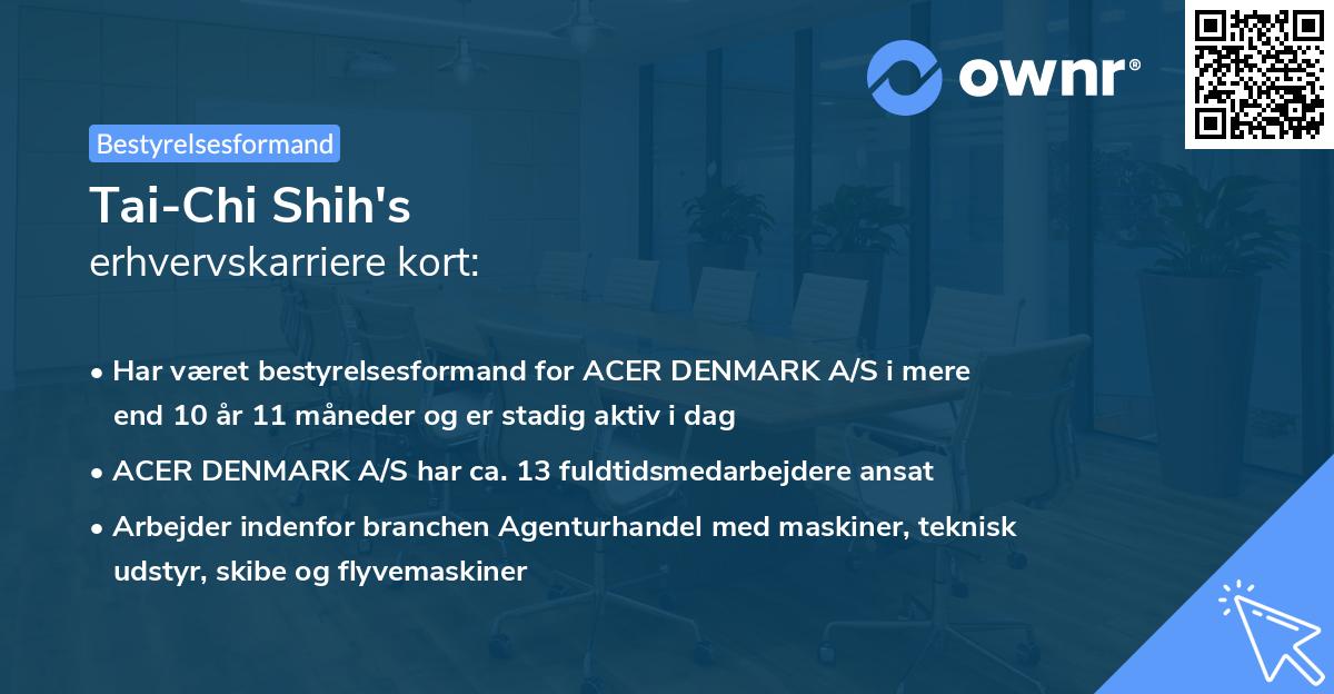 Tai-Chi Shih's erhvervskarriere kort