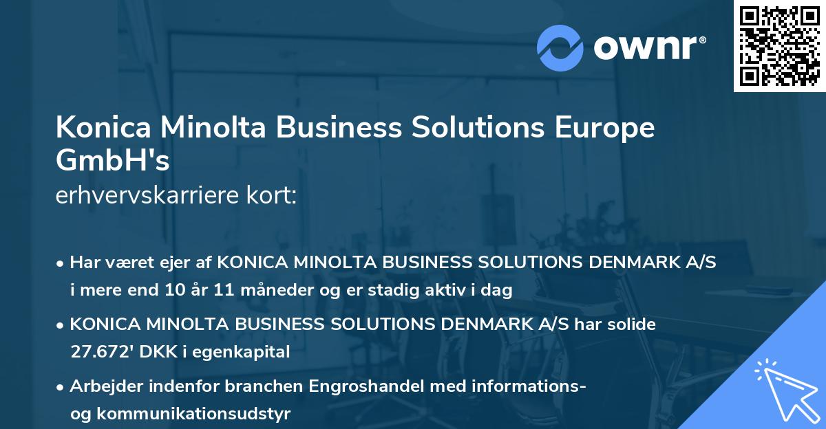Konica Minolta Business Solutions Europe GmbH's erhvervskarriere kort