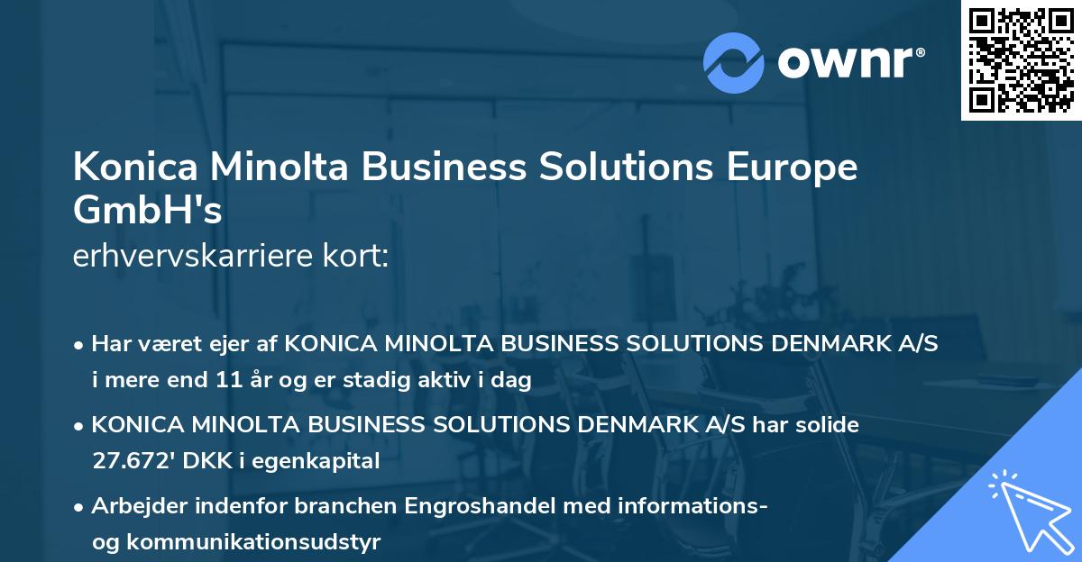 Konica Minolta Business Solutions Europe GmbH's erhvervskarriere kort
