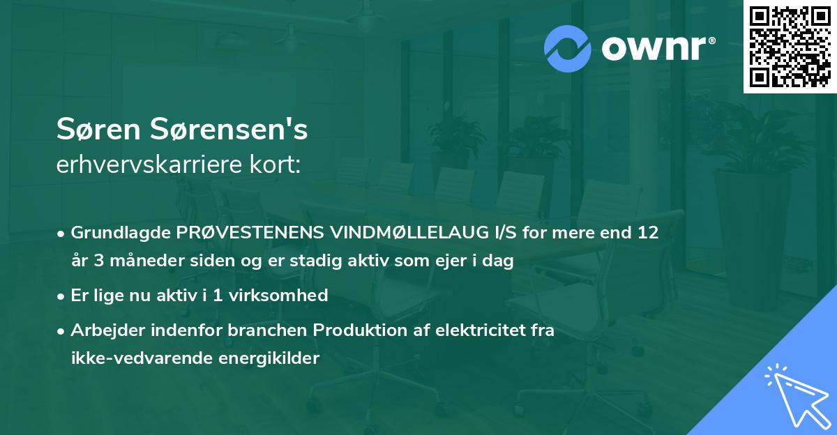 Søren Sørensen's erhvervskarriere kort