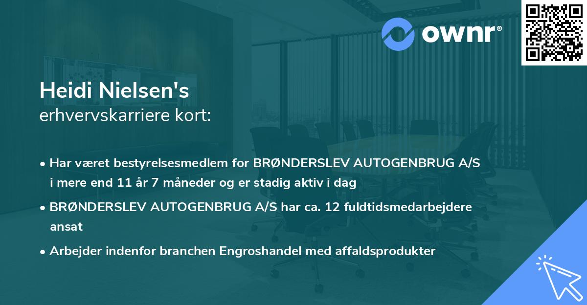 Heidi Nielsen's erhvervskarriere kort