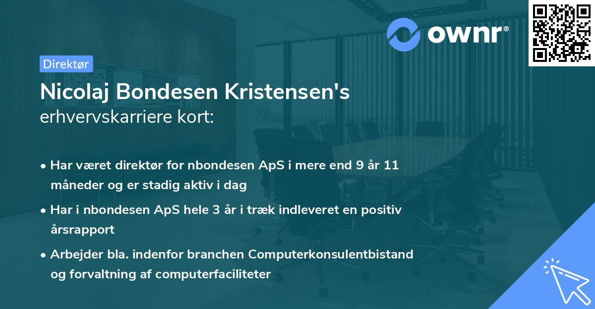 Nicolaj Bondesen Kristensen's erhvervskarriere kort