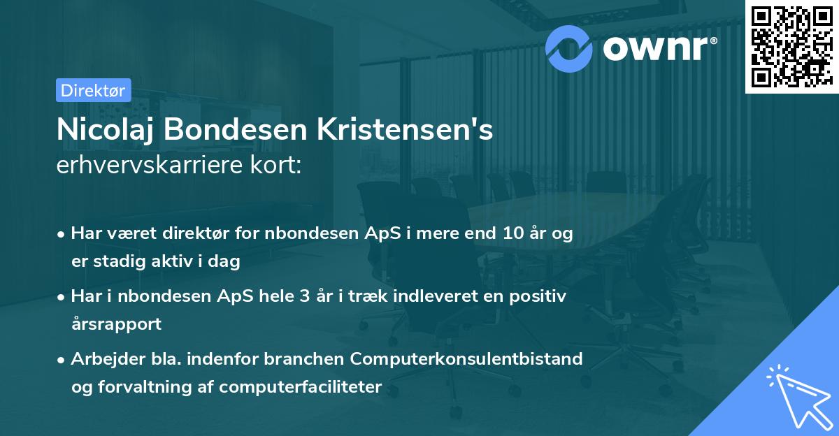 Nicolaj Bondesen Kristensen's erhvervskarriere kort