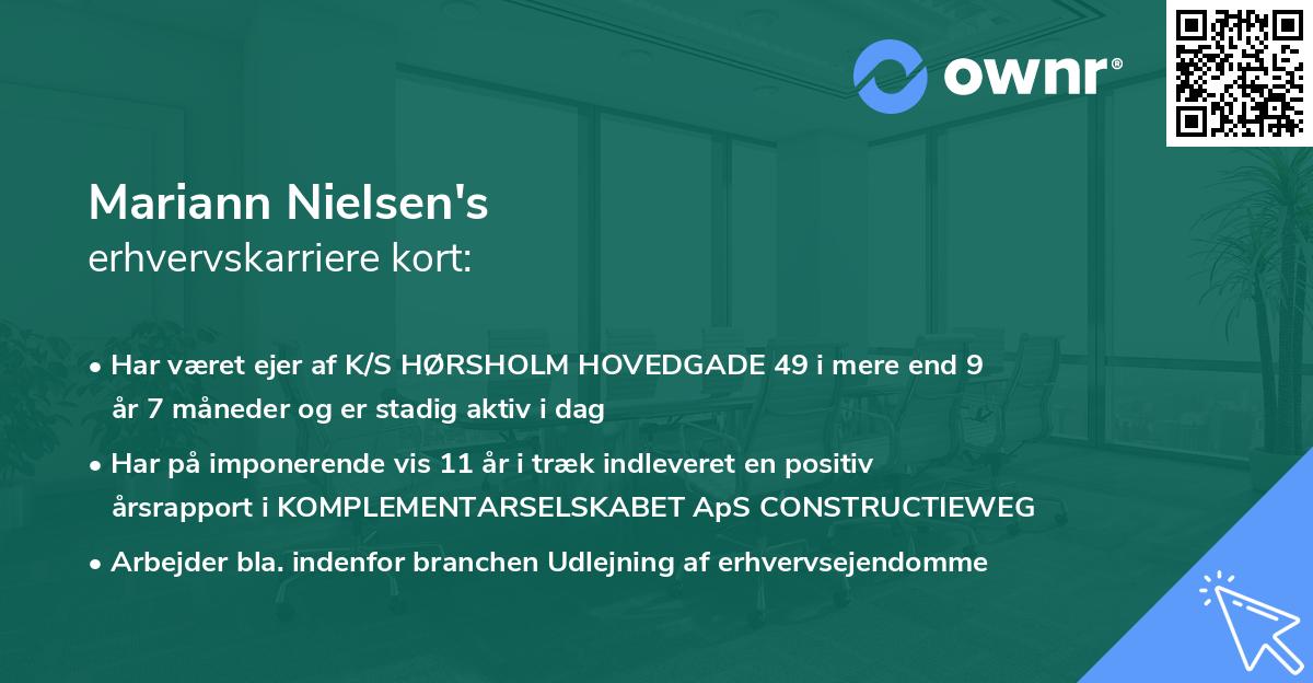 Mariann Nielsen's erhvervskarriere kort