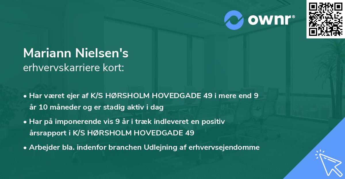 Mariann Nielsen's erhvervskarriere kort