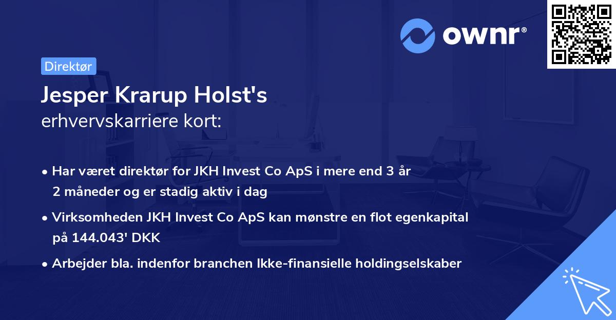 Jesper Krarup Holst's erhvervskarriere kort