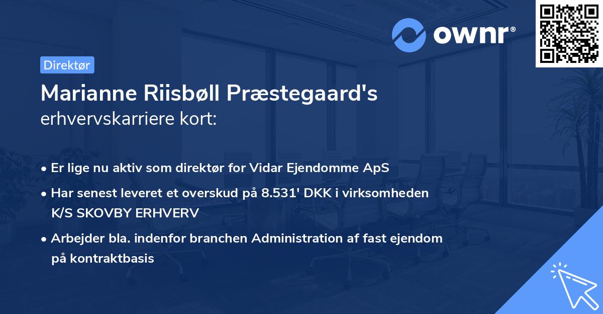 Marianne Riisbøll Præstegaard's erhvervskarriere kort