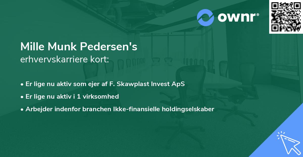 Mille Munk Pedersen's erhvervskarriere kort