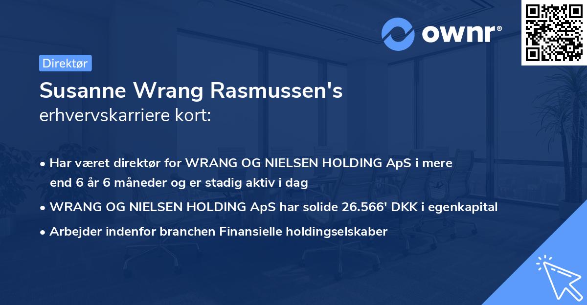 Susanne Wrang Rasmussen's erhvervskarriere kort