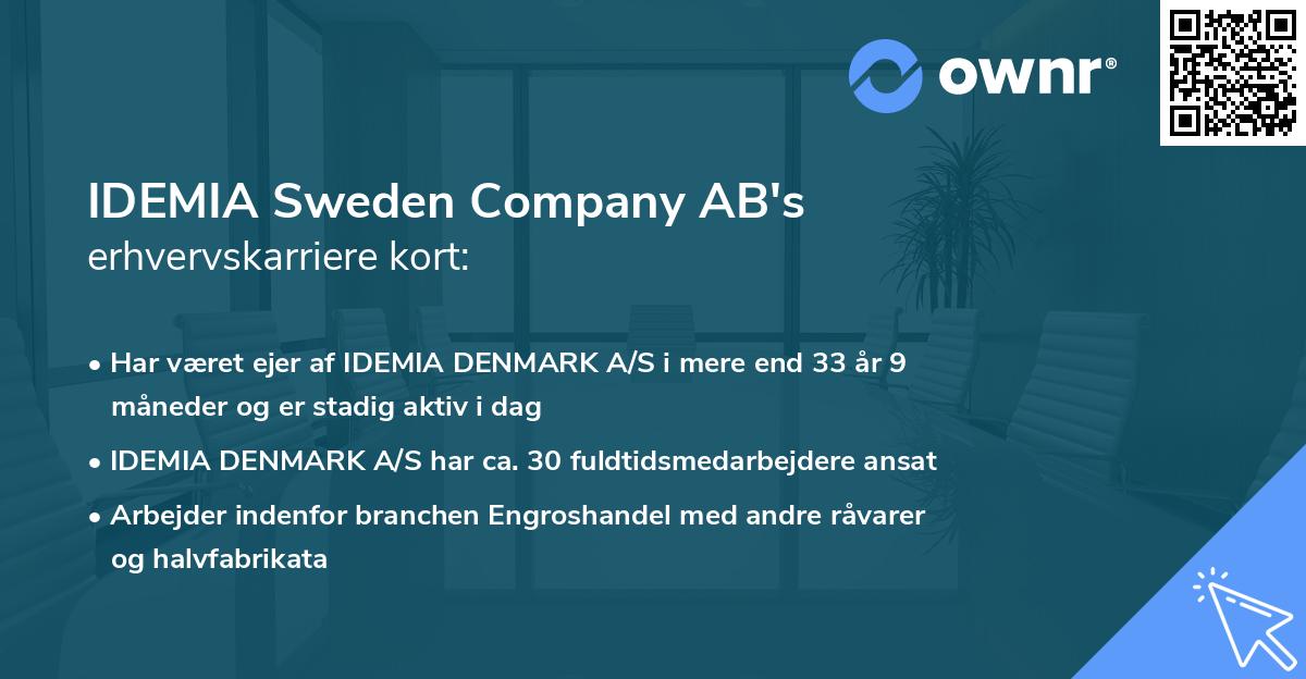 IDEMIA Sweden Company AB's erhvervskarriere kort