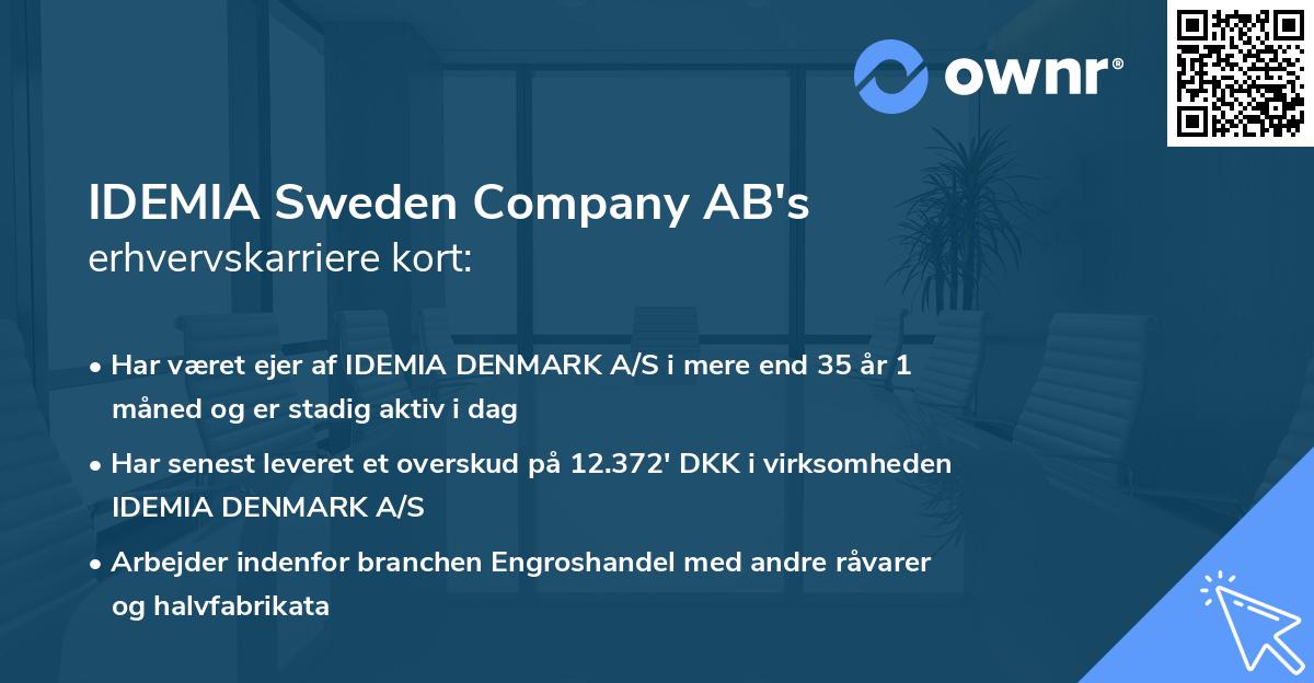 IDEMIA Sweden Company AB's erhvervskarriere kort