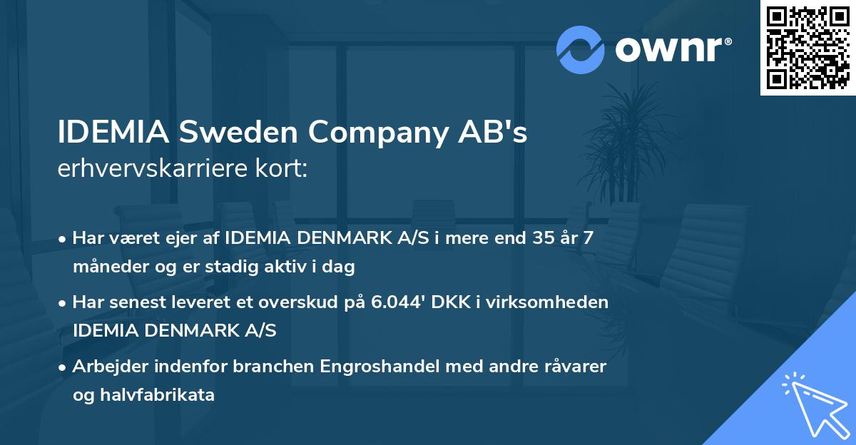IDEMIA Sweden Company AB's erhvervskarriere kort