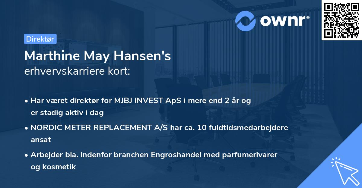 Marthine May Hansen's erhvervskarriere kort