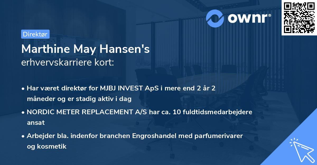 Marthine May Hansen's erhvervskarriere kort
