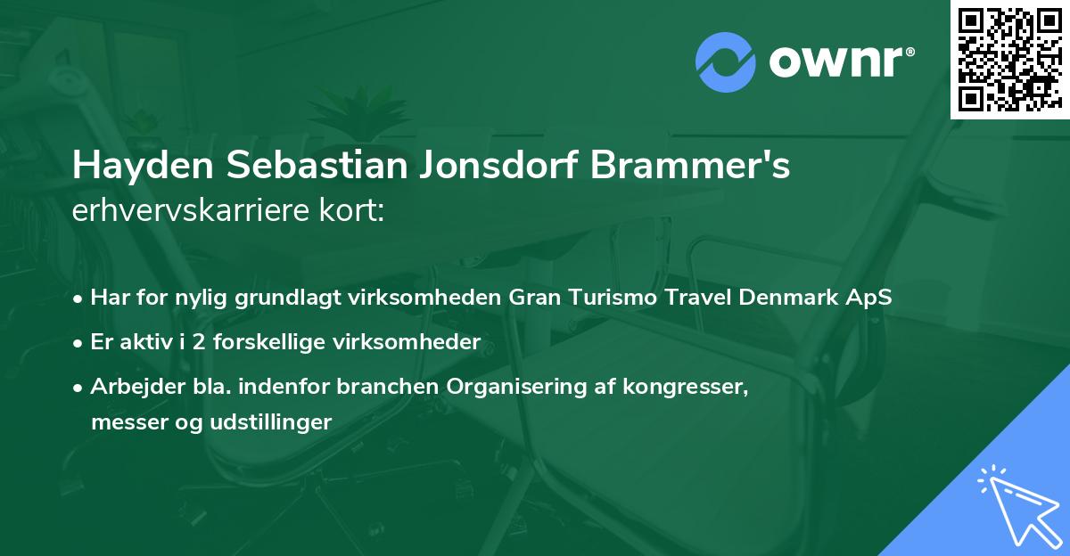 Hayden Sebastian Jonsdorf Brammer's erhvervskarriere kort