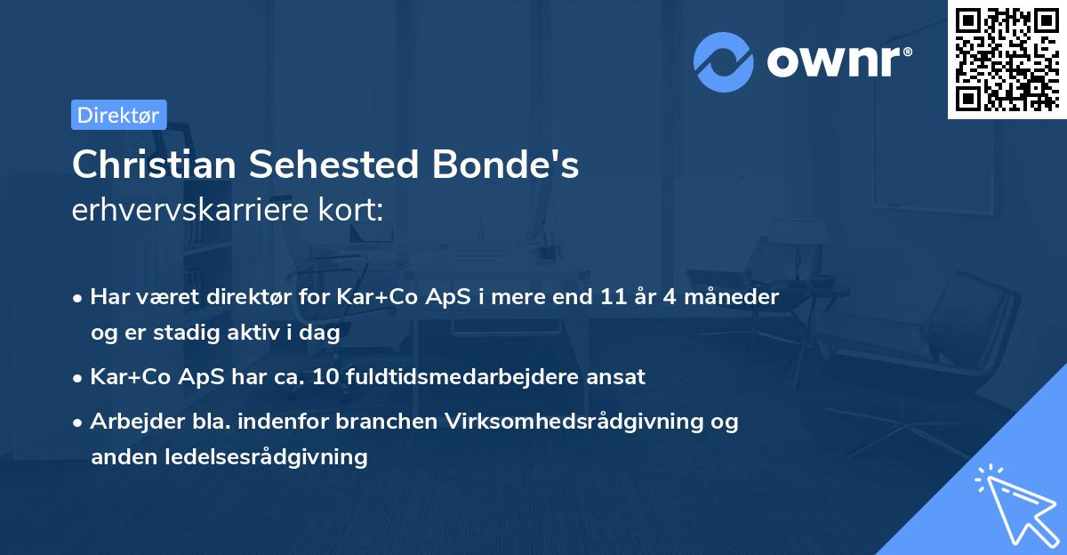 Christian Sehested Bonde's erhvervskarriere kort