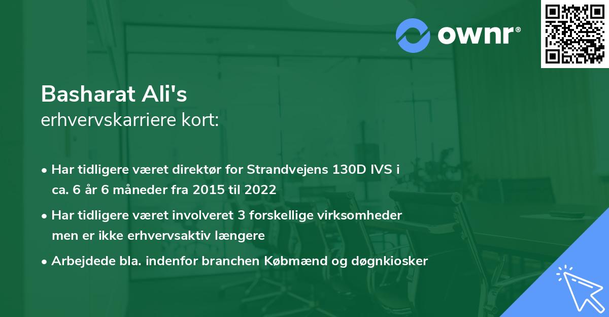 Basharat Ali's erhvervskarriere kort